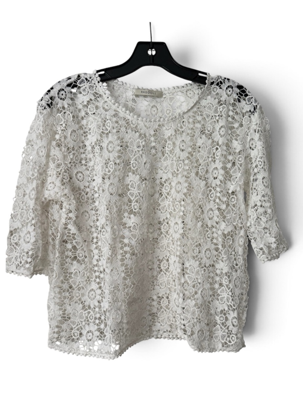 Ragdoll LA white floral lace top crew neckline Size M - Picture 1 of 6